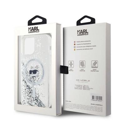 8. Karl Lagerfeld Liquid Glitter Choupette Head MagSafe Hülle für iPhone 12/12 Pro – Transparent