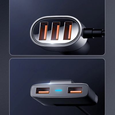 11. Joyroom Auto-Schnellladegerät 5x USB 6.2 A mit Verlängerungskabel schwarz (JR-CL03)