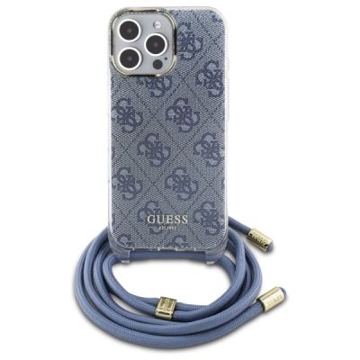 2. Guess Crossbody Cord 4G Print Hülle für iPhone 16 Pro Max – Blau