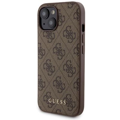 2. Guess 4G Metal Logo Hüllenset für iPhone 15 + 5000 mAh MagSafe Powerbank – Braun