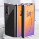 11. Plating Case Hülle für Samsung Galaxy Z Fold 4 Hülle mit metallischem Rahmen blau