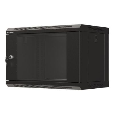 28. Wandmontierter Installationsschrank 19" 6U 540x350 schwarze Glastür LANBERG (Flat Pack)