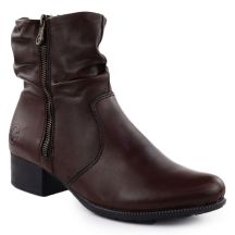 Braune Damen-Stiefeletten aus Leder mit hohem Absatz, Modell Rieker 78656-00