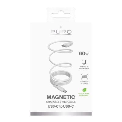 2. Puro Magnetic USB-C – USB-C-Kabel 60 W USB 3.2 (20 Gbit/s) 1 m magnetisch – Weiß
