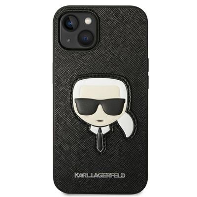 3. Karl Lagerfeld Saffiano Karl's Head Patch Hülle für iPhone 13 / 14 / 15 - Schwarz