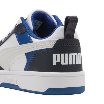 9. Puma Rebound V6 Lo Mid Kinderschuhe weiß und blau 393833 28