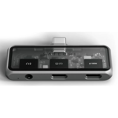 2. Satechi Mobile XR Hub, mobiler USB-C-Adapter mit Audio (1x USB-C 100W PD; 2.0 Daten und Audio, 1x USB-C DP 1.4 4K@60Hz; 3.0 10 Gbit/s, 1x 3,5-mm-Audio-Ein-/Ausgang), Space Grau