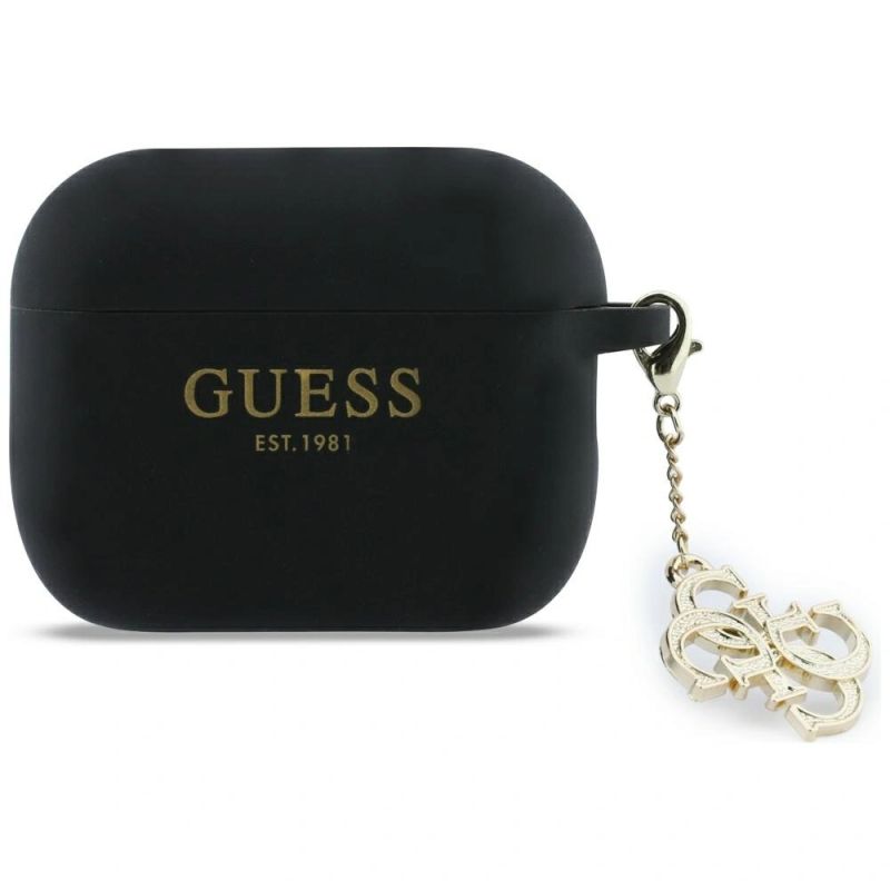 Guess Silikon-4G-Charm-Hülle für AirPods Pro 3 – Schwarz