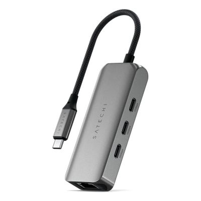 6. Satechi 4-in-1 USB-C Hub – Hub für mobile USB-C-Geräte (3x USB-C 3.2 Gen2 10 Gbit/s, 2,5-Gigabit-Ethernet) (Space Grau)