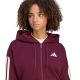 4. adidas Essentials Damen-Sweatshirt mit 3 Streifen, durchgehendem Reißverschluss und burgunderrotem Reißverschluss KX0785
