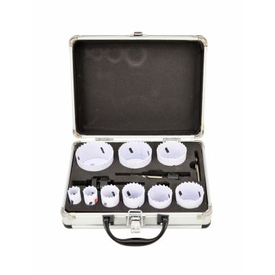 AWTOOLS Bimetall-Lochsägen-Set 19–64 mm, 13-teilig, schwarze Ausführung, Metallkoffer