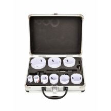 AWTOOLS Bimetall-Lochsägen-Set 19–64 mm, 13-teilig, schwarze Ausführung, Metallkoffer
