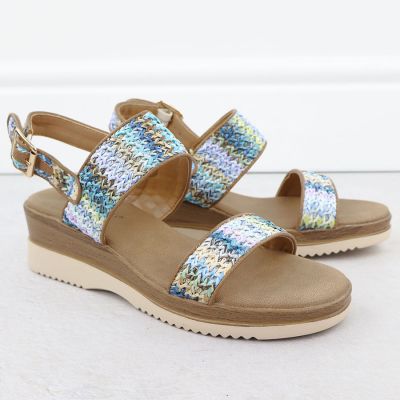 2. Damen-Keilsandalen, blau geflochten, Potocki 45302