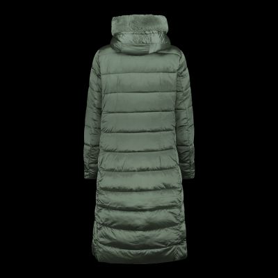 5. CMP Damen Winterjacke mit Kapuze, isolierter Langmantel, grün (34K0046F/E621)