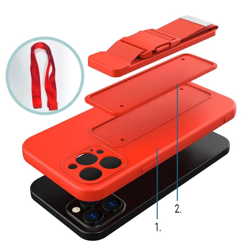 6. Seiltasche Gel Lanyard Cover Chain Purse Lanyard Xiaomi Redmi Note 10 5G / Poco M3 Pro Blau
