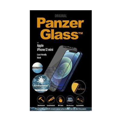3. PanzerGlass E2E Entspiegeltes gehärtetes Glas für iPhone 12 Mini, hüllenkompatibel, antibakteriell, entspiegelt – Schwarz