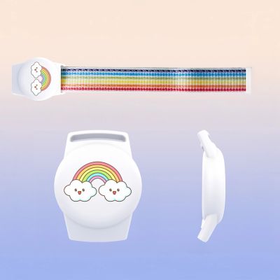 4. AirTag-Hülle mit Riemen für Kinder-Nylonarmband – mit regenbogenfarbenem Riemen