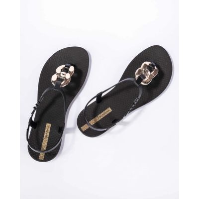 5. Ipanema Sandal Class modische schwarz-goldene Flip-Flops für Damen