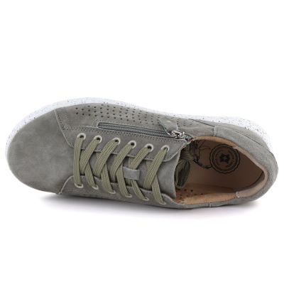 3. Damen-Lederschuhe mit Lochmuster und grüner Plateausohle, Modell M.Daszyński 26PB17-04