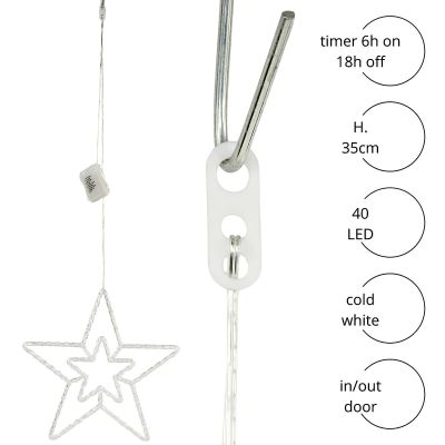 4. Dekorativer Stern mit Beleuchtung, 40 LEDs, 35 cm, weiß