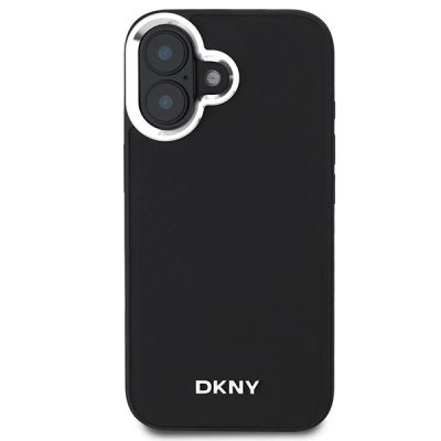 3. DKNY Plain Silver Logo MagSafe Hülle für iPhone 16 – Schwarz
