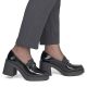 6. Schwarze Damen-Slipper aus Lackleder mit hohem Absatz, Rieker 58051-00