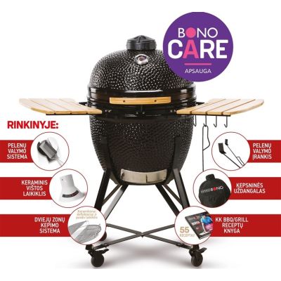 7. Kamado Bono Grande Keramikgrill, 58 cm (23 Zoll), Kamado-Grillwagen, Holzkohle (Brennstoff), Schwarz