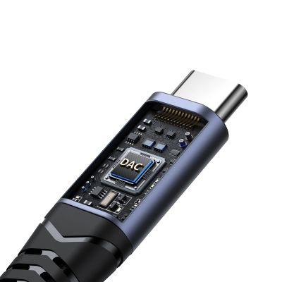 3. Joyroom SY-C02 2in1 DAC-Adapter USB-C auf USB-C / 3,5-mm-Miniklinke – Schwarz