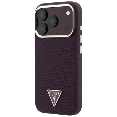 2. Guess MagSafe-Hülle mit genarbtem Dreieckslogo für iPhone 18 Pro / 17 Pro – bordeauxrot