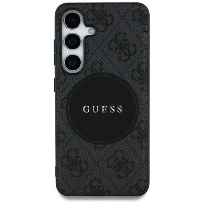 3. Guess 4G Round Patch Classic Logo MagSafe Hülle für Samsung Galaxy S25 schwarz