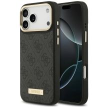 Guess 4G Logo Plate MagSafe Hülle für iPhone 17 Pro Max – Schwarz