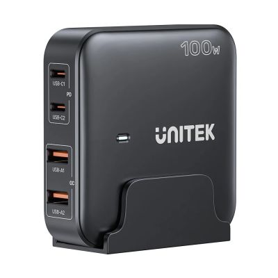 UNITEK GAN Tischladegerät 100W 2xUSB-A 2xUSB-C Schwarz