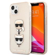 Karl Lagerfeld Glitzer Karl's & Choupette Head Case für iPhone 13 mini - Gold