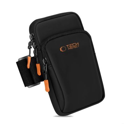 4. Tech-Protect M7 Universal Sportarmbandhülle - Schwarz und Orange