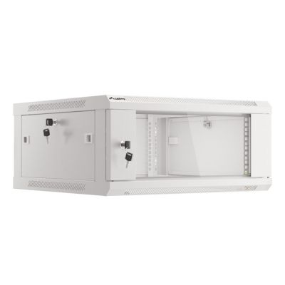 6. Lanberg WF01-6604-10S Rack-Schrank (4 HE; 280 mm / 600 mm / 600 mm; Wandmontage; Glas; 19 Zoll; grau)