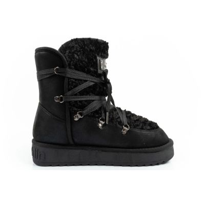 4. D.Franklin Damen Winter Schneestiefel, modisches Fellfutter, schwarz hoch