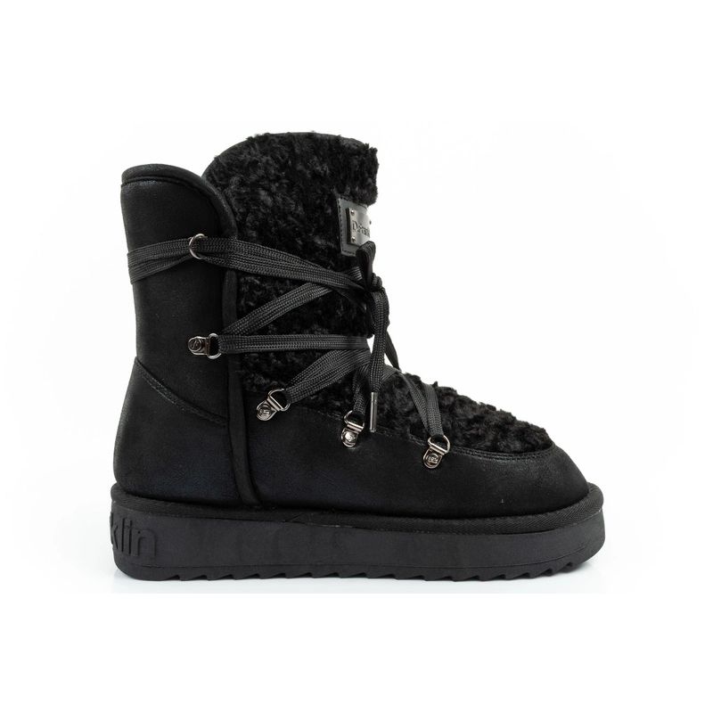 4. D.Franklin Damen Winter Schneestiefel, modisches Fellfutter, schwarz hoch