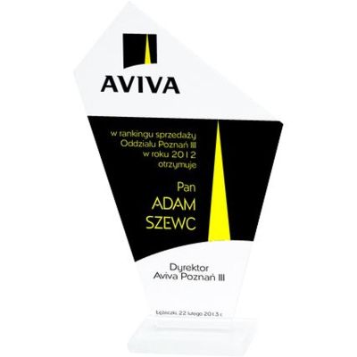 Gravierte Glastrophäe + Farbfüllung