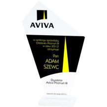 Gravierte Glastrophäe + Farbfüllung