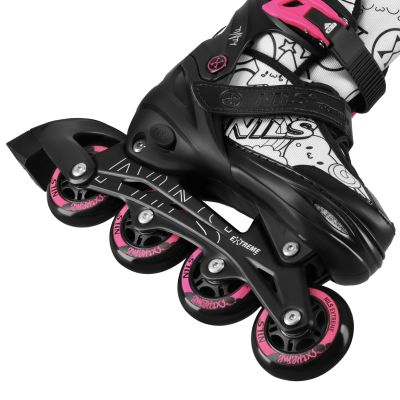 8. NH10907 4-in-1 Rollschuhe mit verlängerten Hockeykufen, Farbe Rosa, Größe S (31-34), Nils Extreme