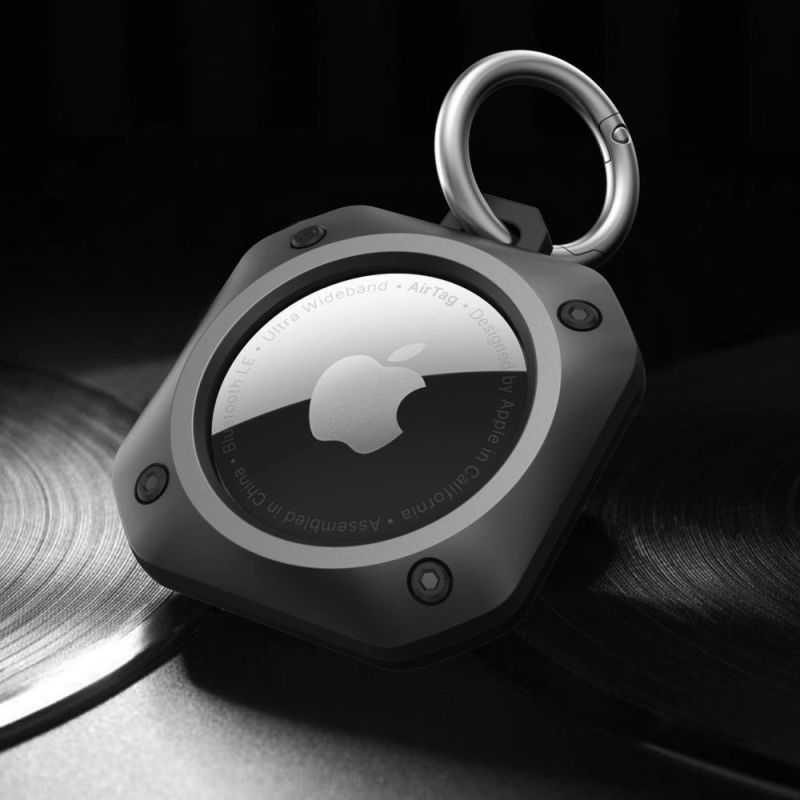 4. Tech-Protect Rough Pro Schutzhülle für Apple AirTag 1/2 mit Ring – Schwarz