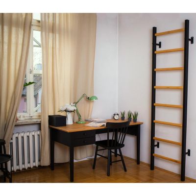 5. Turnwandbarren aus Holz und Metall mit 4 Griffen und Bank, Modell 200B