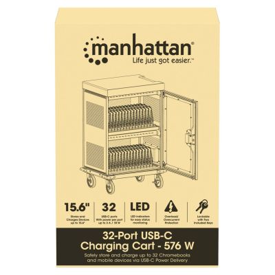 7. Manhattan 102353 Schrank für mobile Geräte, mobiler Geräteverwaltungswagen, Grau