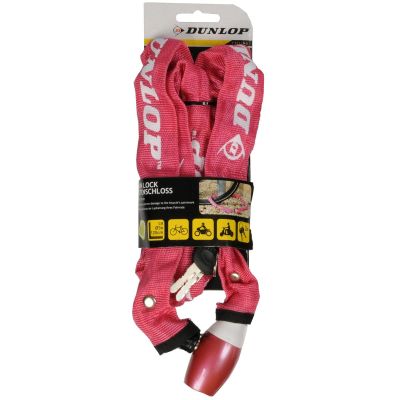 DUNLOP Fahrradschloss, Kettenschloss, 120 cm lang – Rosa