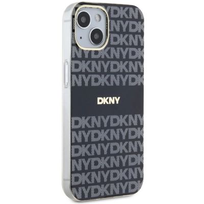 4. DKNY IML Mono & Stripe MagSafe Hülle für iPhone 15/14/13 – Schwarz