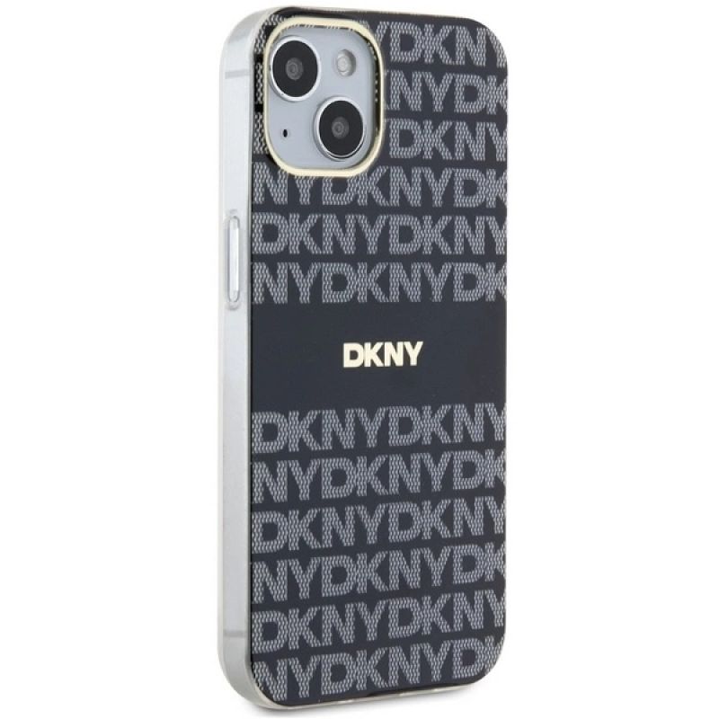 4. DKNY IML Mono & Stripe MagSafe Hülle für iPhone 15/14/13 – Schwarz