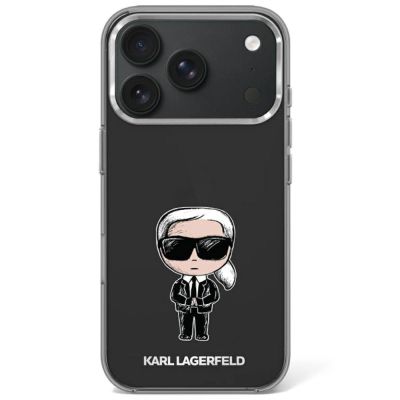 Karl Lagerfeld IML Ikonik Sketch Print MagSafe Hülle für iPhone 17 Pro / 18 Pro - Schwarz