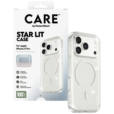 4. CARE by PanzerGlass Flagship Urban Explorer Case mit weißem MagSafe für iPhone 17 Pro – Klarer Glitzer