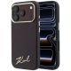 Karl Lagerfeld Saffiano MagSafe-Hülle mit kleinem Schriftzug und Metalllogo für iPhone 17 Pro / 18 Pro – bordeauxrot