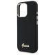 6. Guess Silikonhülle mit Metalllogo und Rahmen für iPhone 16 Pro Max – Schwarz